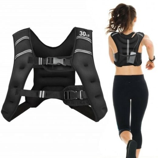 30LBS Workout Weighted Vest with Mesh Bag Adjustable Buckle-30 lbs – Color: Black – Size: 30 lbs