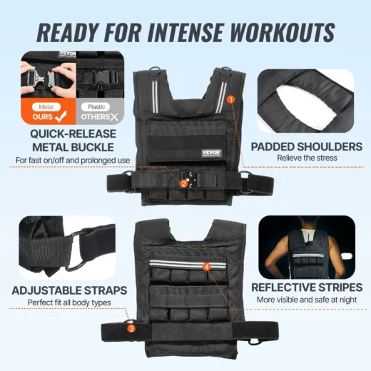 VEVOR 35lb Adjustable Weighted Vest for Men Women Strength Training Running - Image 4