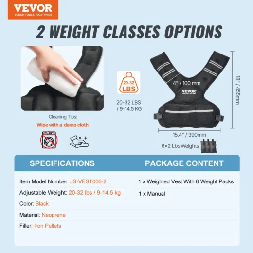 VEVOR 20-32lb Adjustable Weighted Vest for Men Women Strength Training Running - Image 6