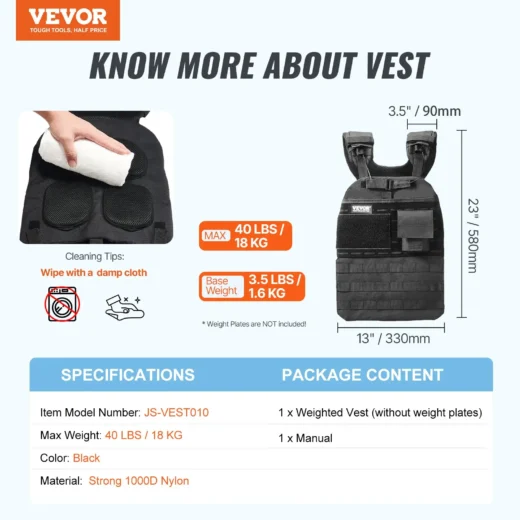 VEVOR 40lb Adjustable Weighted Vest for Men Women Strength Training Running - Image 6