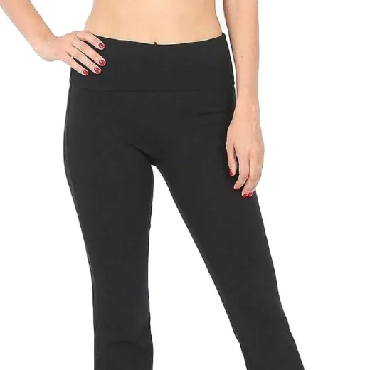 Zenana womens Fold Over Cotton Yoga Pants